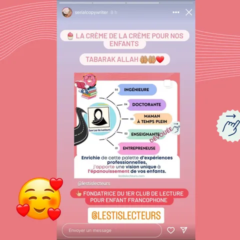 Capture d’une story Instagram qui recommande le club.