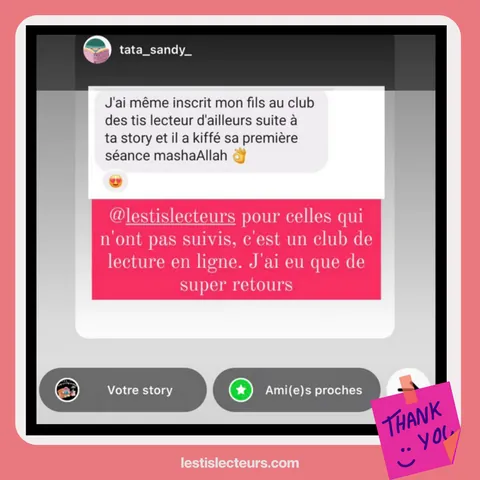 Capture d’un message d’un parent partagé en story Instagram.