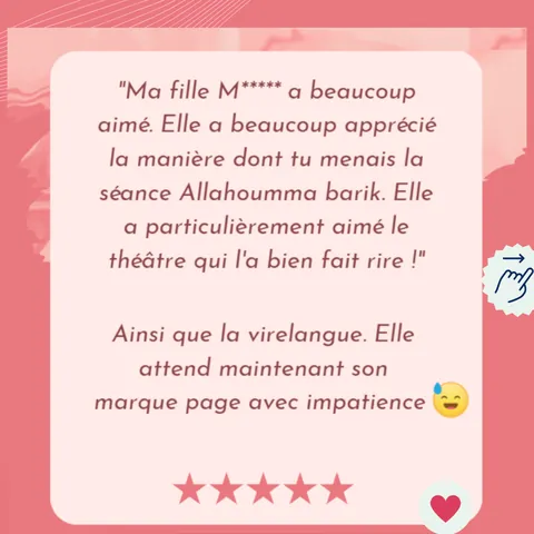 Capture de l’avis d’un parent, noté cinq étoiles.